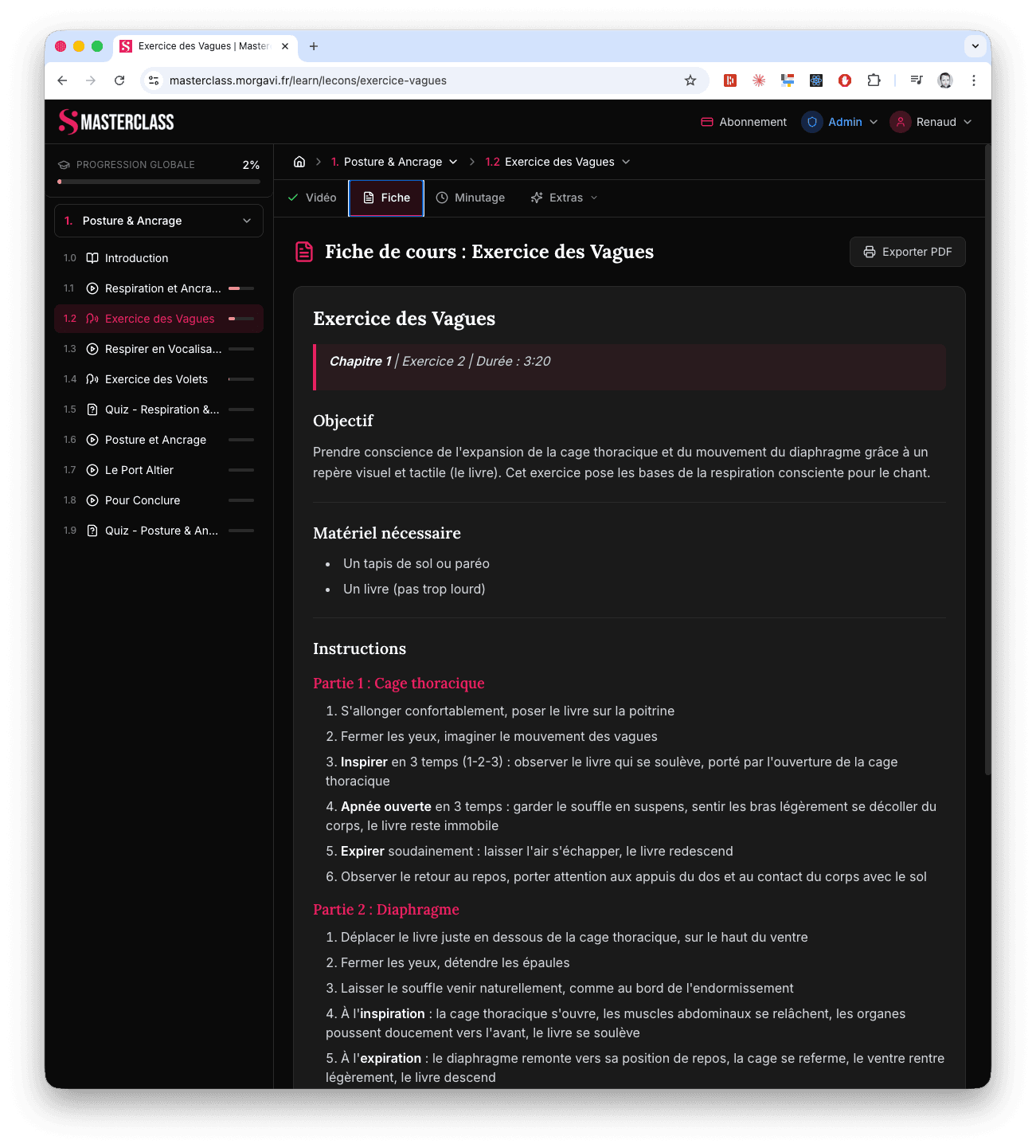 Fiche de cours détaillée de la leçon